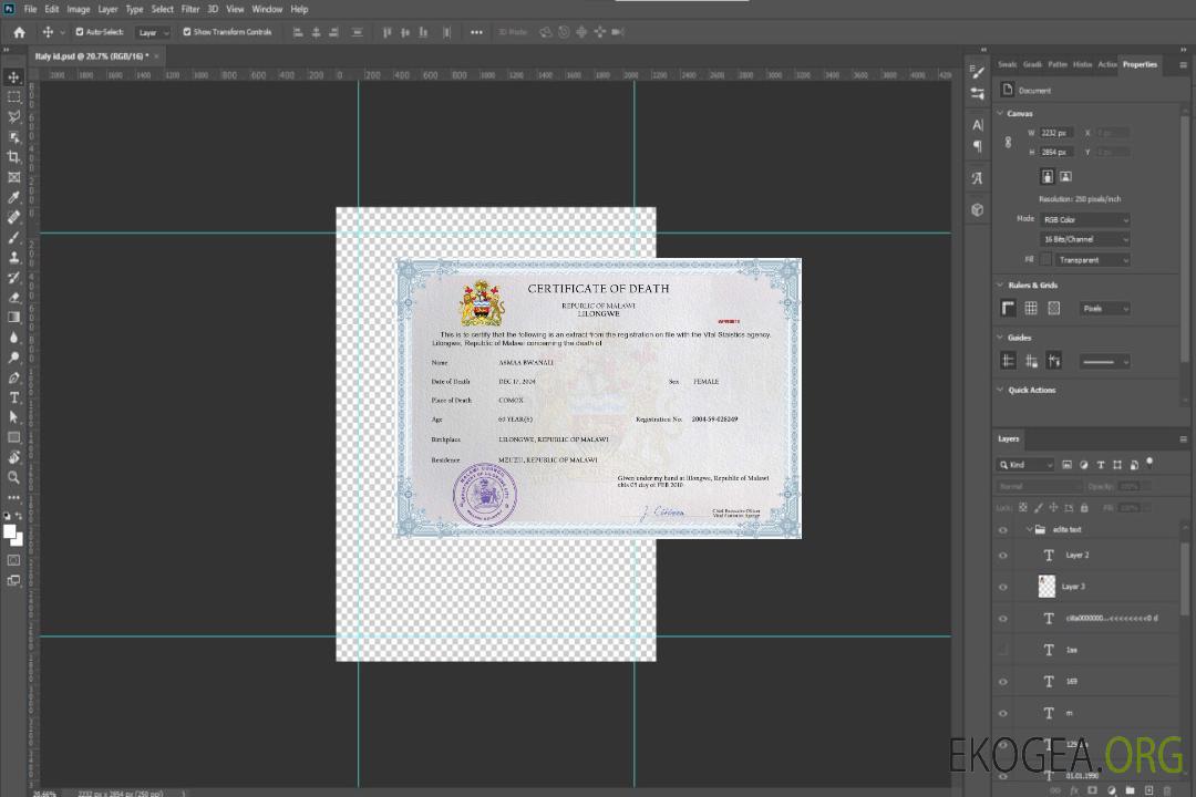 Acte de décès du Malawi template Acte de décès du Malawi template